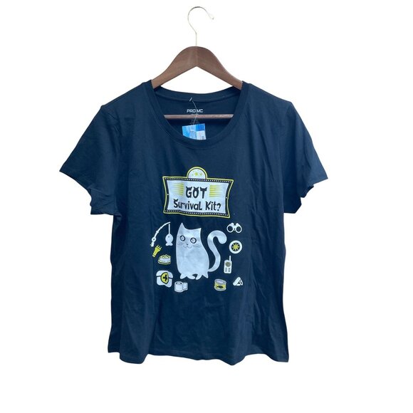 Cat-Themed "Got Survival Kit?" Graphic T-Shirt XL - Picture 2 of 5